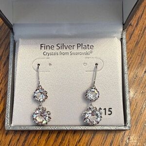 Swarovski Silver Crystal Drop Earrings